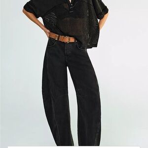 Free People black barrel Jeans